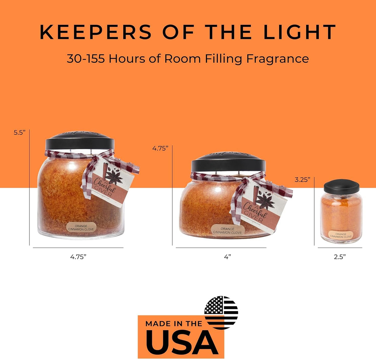 orange-cinnamon-clove-34oz-papa-scented-candle-jar-with-lid-keepers-of-the-light-155-hours-of-burn-time-gift-for-women-orange