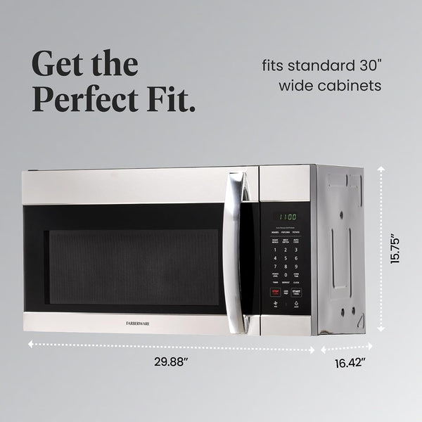1.7 Cu. Ft. Over-The-Range Microwave Oven – 1000 Watts Power, Auto Cook Settings, Defrost, Easy Clean and Child Safety Lock - Stainless4