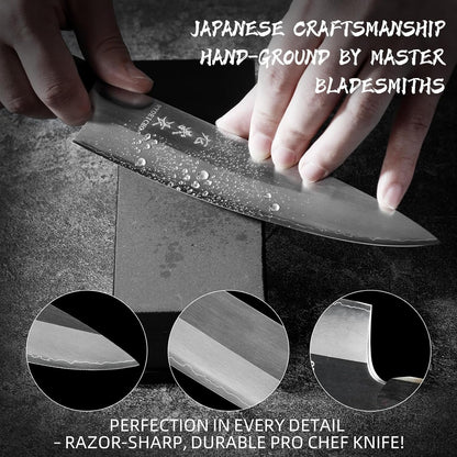 Japanese Chef Knife, 8 Inch Handcrafted 3-Layer AUS-8 Sharp Kitchen Knife7