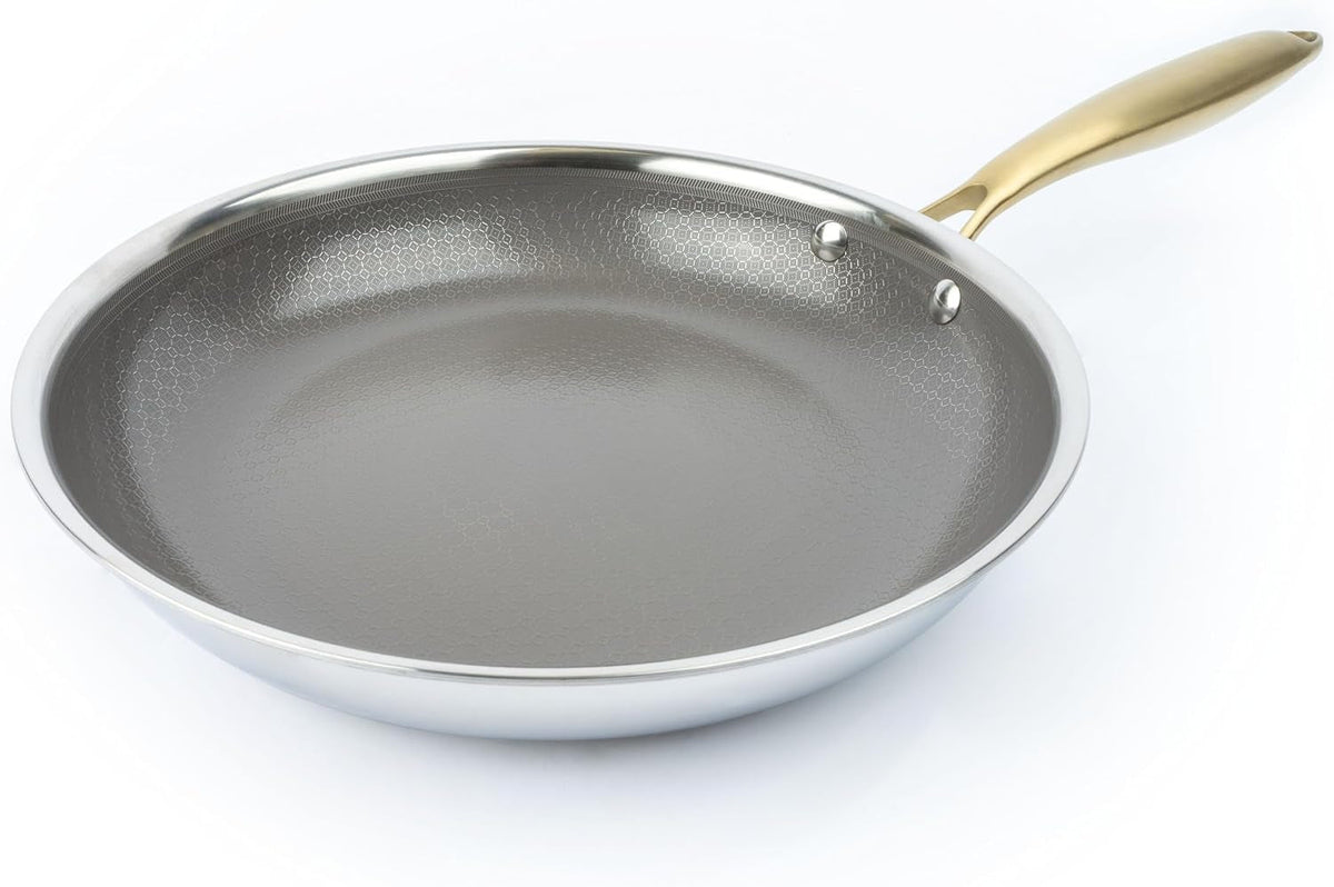 geoclad-ceramic-hybrid-non-stick-10-fry-pan-stainless-steel-sear-surface-geometric-pattern-tri-ply-clad-body-pfoa-free-coffee-gray-gold