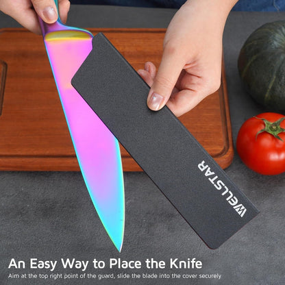 Knife Edge Guards 8 Inch, Universal Blade Covers, BPA Free ABS Protective Blade Sheaths, Non-Scratch Felt Lining Kitchen Knives Covers (Knives Not Included)2