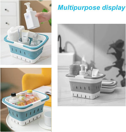 Portable Shower Caddy Tote, Plastic Storage Collapsible Caddy Basket with Handles, Box Organizer Bin for Bathroom, Kitchen, College Dorm,Gym (Grey 1 Pack)5