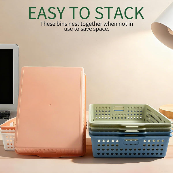 8 Pack Paper Organizer Baskets Trays, 14 in Plastic Storage Baskets4