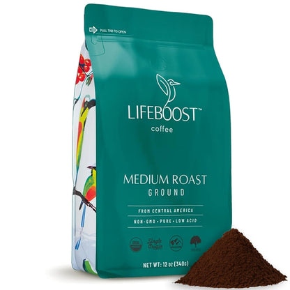 Coffee Ground Medium Roast Coffee - Low Acid Single Origin USDA Organic Coffee - Non-Gmo Ground Coffee Third Party Tested for Mycotoxins & Pesticides - 12 Ounces1