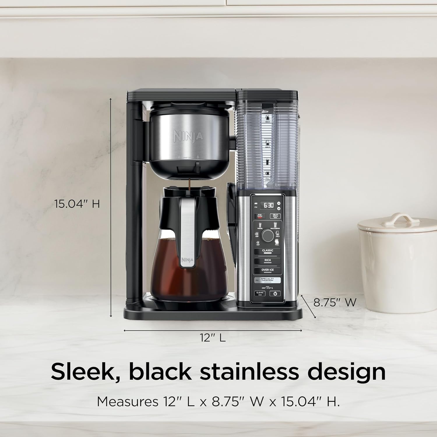 ninja-coffee-maker-10-cup-carafe-fold-away-frother-black-cm401-permanent-filter-removable-dishwasher-safe-reservoir-6-brew-styles-8-cup-to-travel-mug-to-pot-sizes