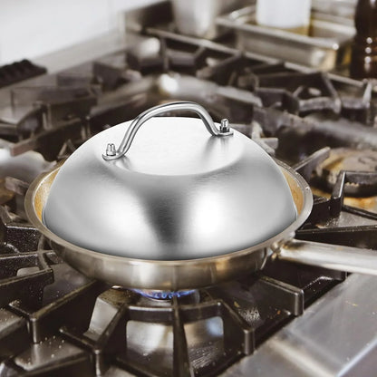 2 Pcs 9 Inch Stainless Steel Griddle Melting Cheese Dome Wok Lids- Commercial Grade Basting and Steaming Cover- Best for Use in Flat Top Grills6