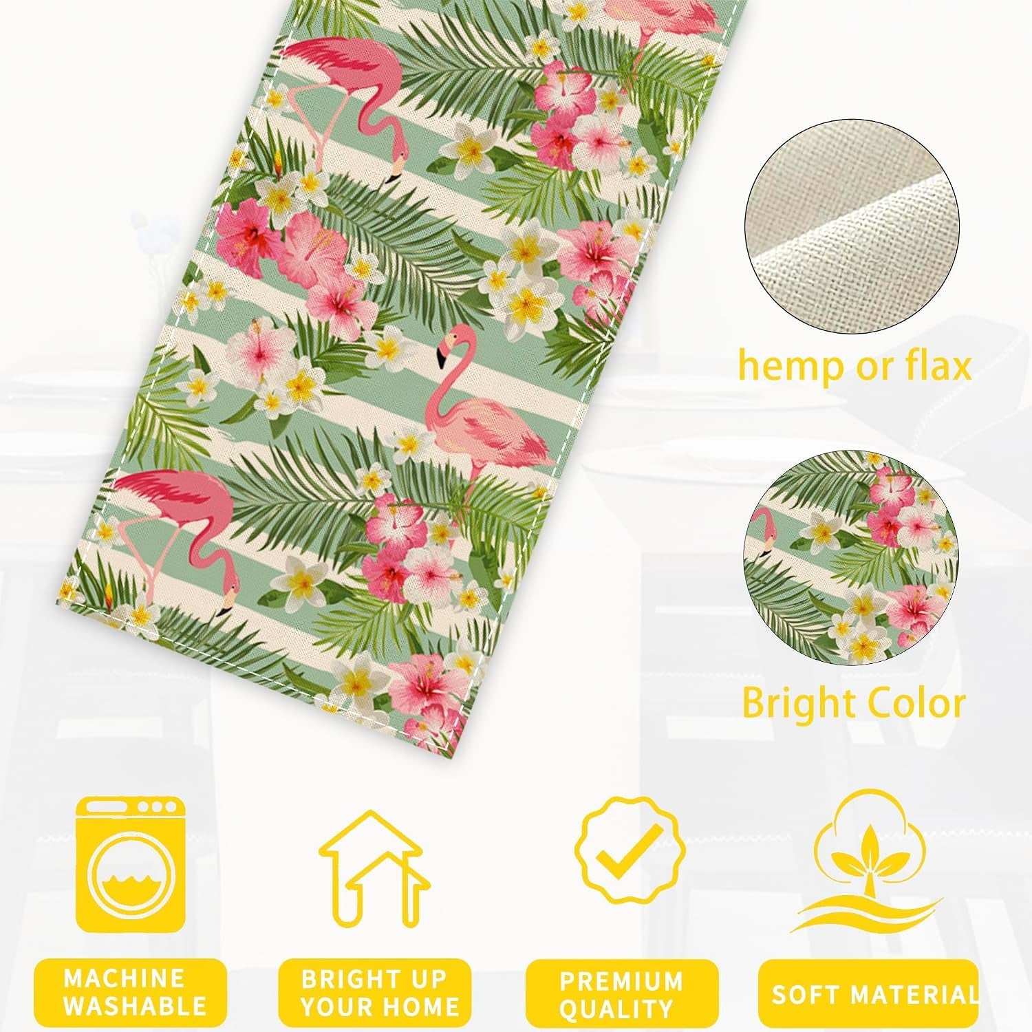 flamingo-palm-leaf-hibiscus-table-runner-dresser-scarves-seasonal-linen-tablerunner-for-indoor-outdoor-kitchen-home-party-holiday-dining-table-decor-13-x-70-inch