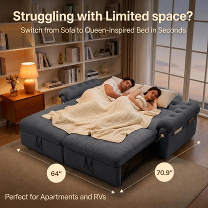 Queen Sleeper Sofa Bed, 77" Pull Out Couch6