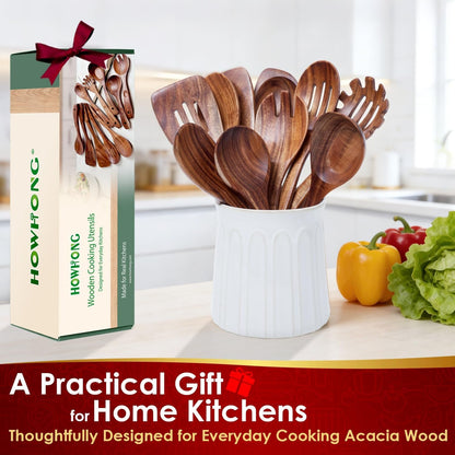 10-Piece Acacia Wood Cooking Utensil Set for Nonstick Cookware7