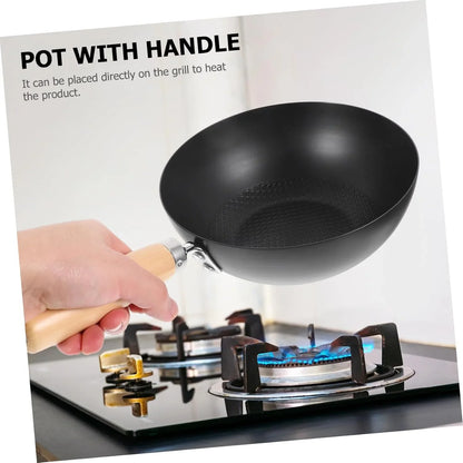 Iron Wok Japanese Frying Pan for Gas Stove round Bottom Wok Pan Small Cookware for Stir Fry Eggs Potatoes Meat and Home Kitchen Use 14.56 X 7.87 X 3.54 In5