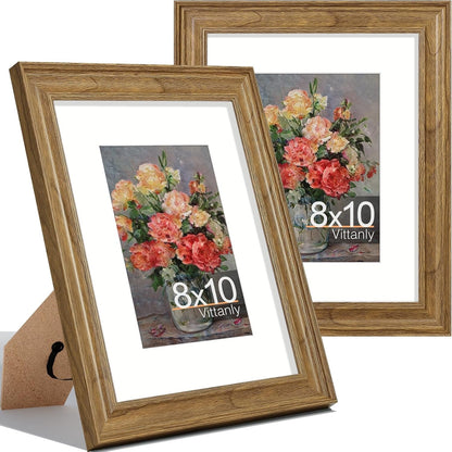 8X10 Picture Frames Set of 2, Vintage Photo Frames, Walnut1