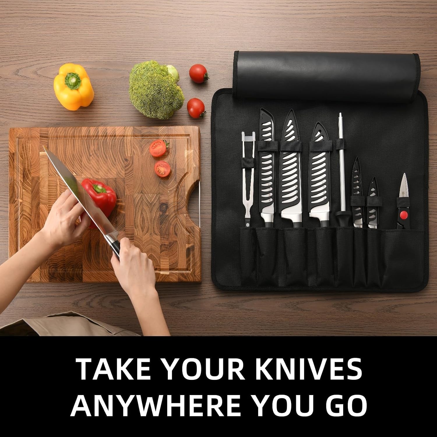 9-piece-portable-german-steel-knife-set-with-roll-bag-hollow-ergonomic-handles-for-outdoor-camping-travel-includes-guards-fork-sharpener-shears-shoulder-strap-case