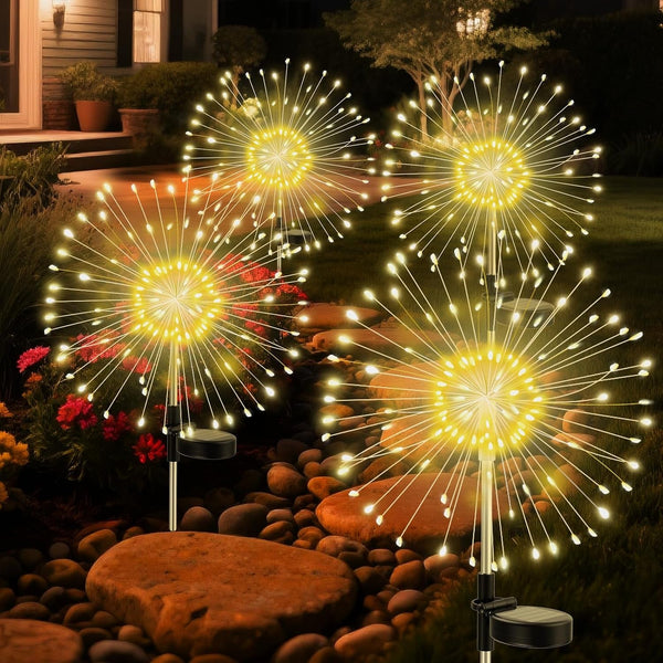 Solar Fireworks Lights Outdoor Waterproof Garden Fairy Light outside Solar Sparkles Landscape Lights 120 LED Decorative Outdoor for Backyard Patio Pathway Lawn Party Walkway Decor, 4 Pack1