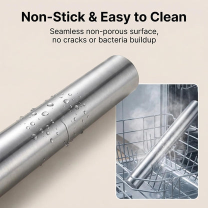 10 Inch Stainless Steel Hollow Rolling Pin - Professional Metal Dough Roller for Baking Pizza, Pie, Cookies, Dumplings - Non-Stick & Dishwasher Safe3