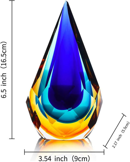Hand-Blown Glass Sculpture Glass Decor Murano-Style Glass Statue and Figurine Wonderful Gift, Blue and Green Color2