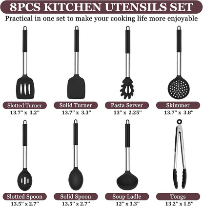 Kitchen Utensils Set of 8, Silicone Utensils Kitchen Tools Set2