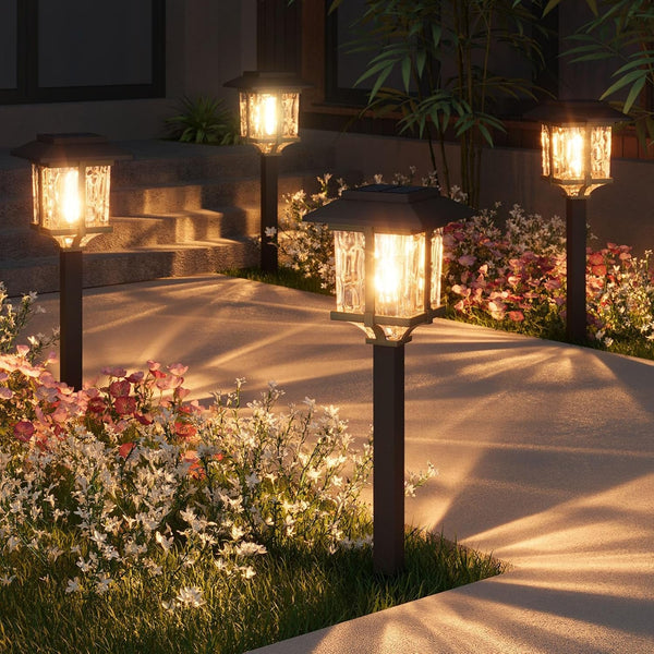 Solar Pathway Lights Outdoor 4 Pack, Warm White Solar Garden Lights1