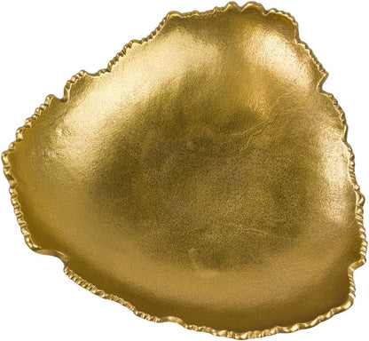 12” Decorative Antique Golden Allure Torn Metal Centerpiece Bowl with Sculpted Edges2