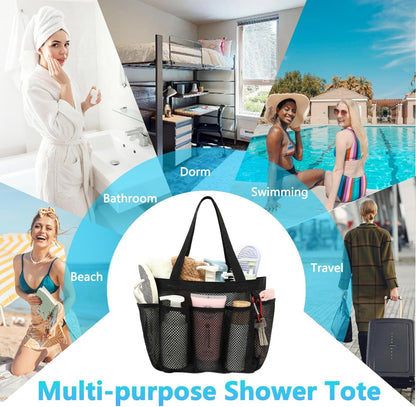 Mesh Shower Caddy Portable for College Dorm Room Essentials, Odorless Polyester Large Shower Tote Bag with Dual Handles, 8-Pocket Quick-Dry Toiletry Organizer for Travel, Beach, Camping, Gym9