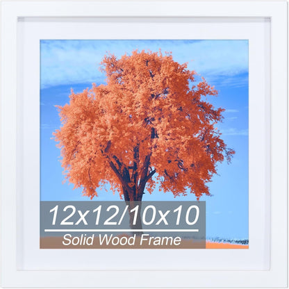 12X12 Picture Frame White, Solid Wood Diamond Art Painting Frames 30X30Cm, Display Pictures 10X10 with Mat or 12 X 12 without Mat, 12X12 Frame for Photos Posters Prints Artworks Puzzles, Wall Hanging1