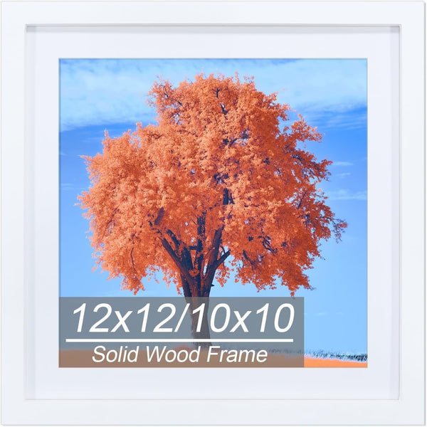 12X12 Picture Frame White, Solid Wood Diamond Art Painting Frames 30X30Cm, Display Pictures 10X10 with Mat or 12 X 12 without Mat, 12X12 Frame for Photos Posters Prints Artworks Puzzles, Wall Hanging1