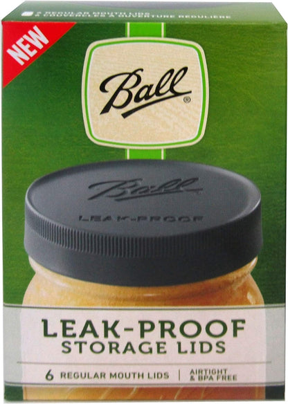 Leak-Proof Plastic Lids for Glass Mason Jars, Used for Canning, Pickling, Juice, Jam, Jelly (Regular, 6 Count (Pack of 1))1