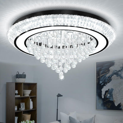 40In Black Crystal Chandelier Modern LED Crystal Raindrop Chandelier for Dining Room, Glam Crystal Ceiling Light for Living Room1