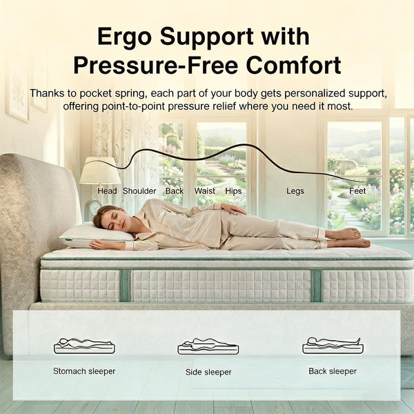 Queen Size Mattress 12 Inch, Hybrid Mattresses Medium Firm Mattress Bed in a Box, Memory Foam and Individual Pocket Springs, Fiberglass Free & Pressure Relief, Certipur-Us, 80"×60"×12"4