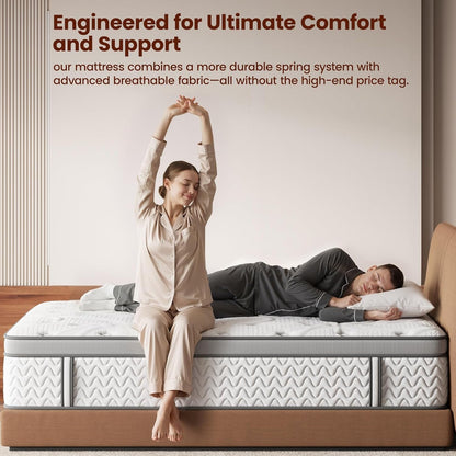 Sleep Firm Mattress with Extra Lumbar & Shoulder Support, Hotel Collection Hybrid Single Mattresses Pain Relief - Fiberglass Free - 365 Night Trial (King, 14, 14, Inches, Firm-New Version)9