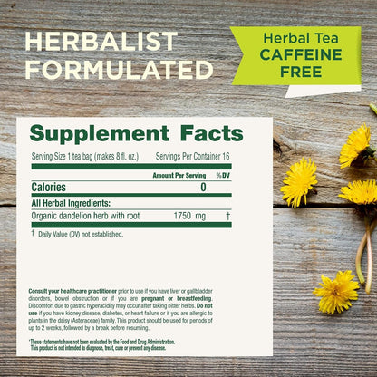 Organic, Dandelion Leaf & Root - Dandelion Root Tea, Supports Normal Detox + Digestion - Kosher, Non-Gmo, Caffeine-Free, Compostable - 16 Tea Bags2
