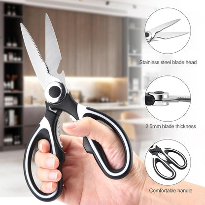 3 Pack Kitchen Scissors & Seafood Scissors Set, Sharp Kitchen Shears | All Purpose Stainless Steel Heavy Duty for Poultry Food Dishwasher Safe with Protective Sheath Comfort-Grip6