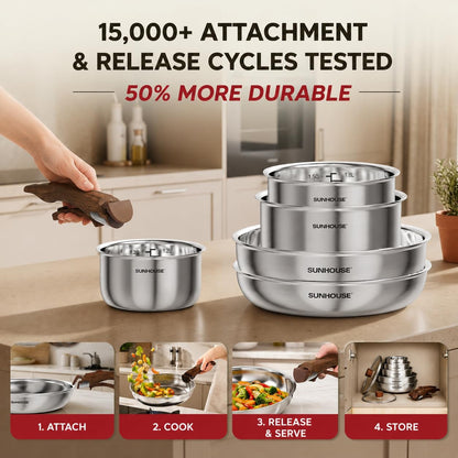9Pcs Tri-Ply Stainless Steel Cookware Set with Detachable Handle | 9-Piece Pots and Pans Set, Induction Cookware Collection for All Stovetops, Pfas-Free Non-Toxic, Set De Ollas De Cocina4