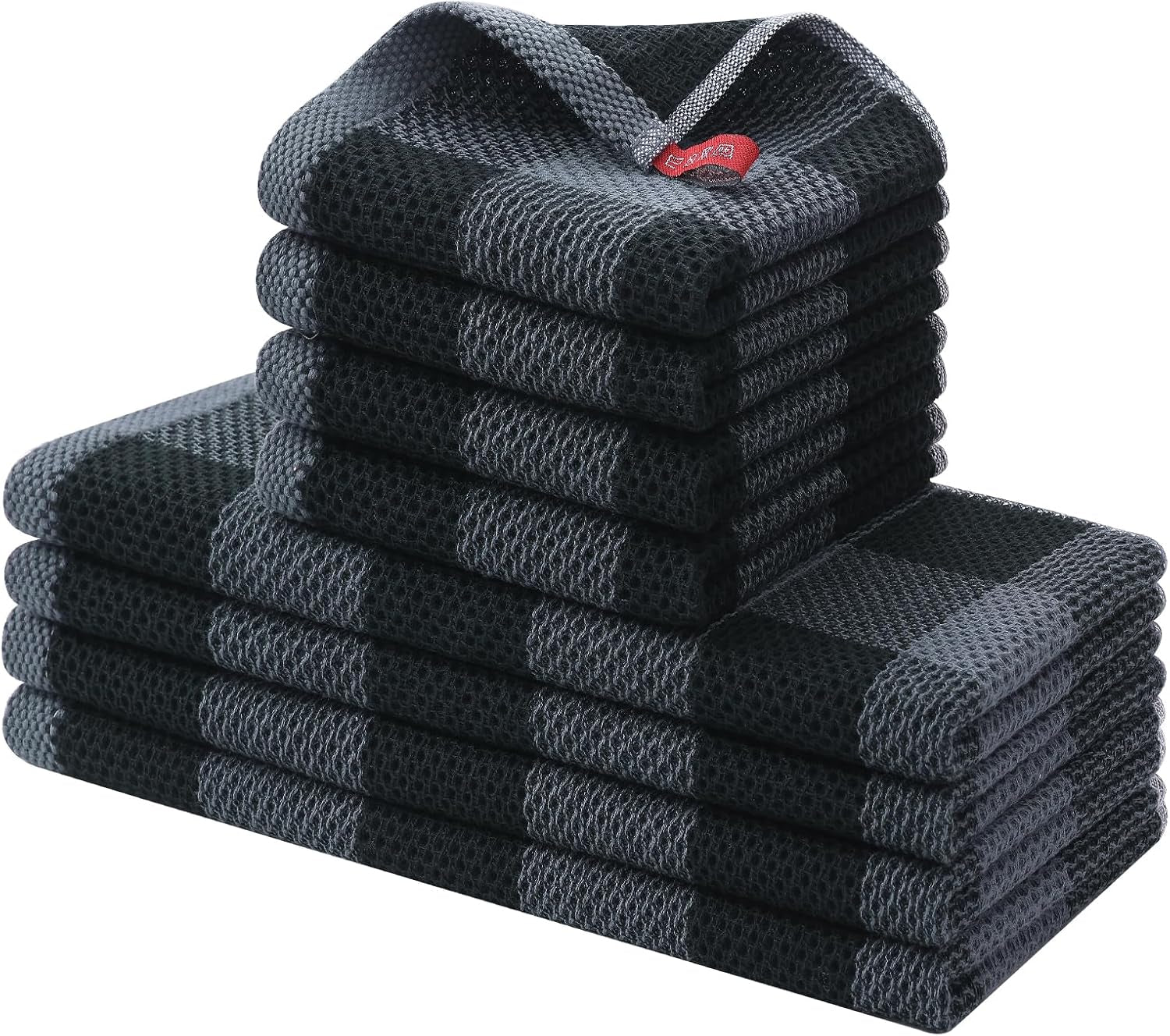 kitchen-towels-and-dishcloths-set-set-of-8-black-grey