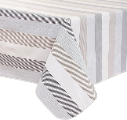 Heavy Duty Vinyl Tablecloth with Flannel Backing Waterproof Oil-Proof Plastic Table Cloth Stain-Resistant Wipeable Rectangle or Square Table Cover for Indoor and Outdoor (Line,54X54 Inch)1