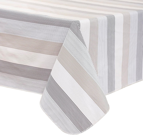 Heavy Duty Vinyl Tablecloth with Flannel Backing Waterproof Oil-Proof Plastic Table Cloth Stain-Resistant Wipeable Rectangle or Square Table Cover for Indoor and Outdoor (Line,54X54 Inch)1