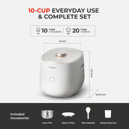 CUCKOO Twin Pressure Induction Rice Cooker, 20-Cup Cooked, CRP-OHTR1009FW | Large 10-Cup Uncooked Capacity, Full Stainless Steel Inner Pot, 14 Menus, Silent Pressure System, Quick Rice, Made in Korea5