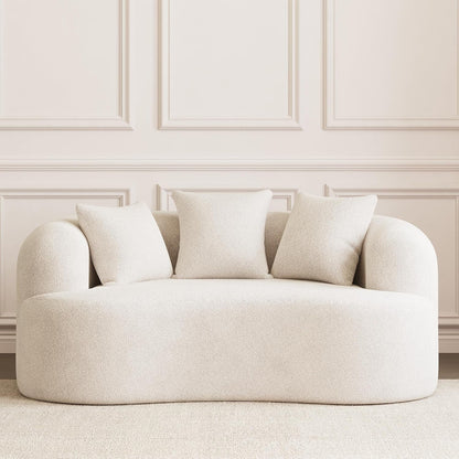 69" Modern Curved Loveseat Sofa for Living Room, Cream White3