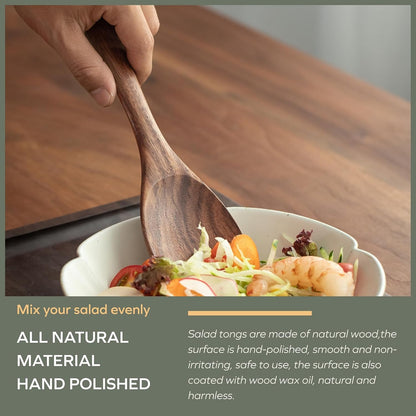Acacia Salad Servers, 10-Inch, Set of 2 | Wooden Salad Tongs for Serving Salad Mixes5