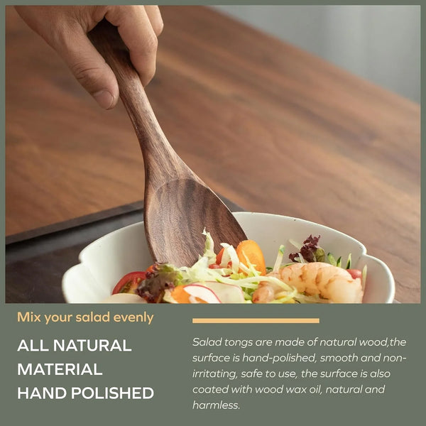 Acacia Salad Servers, 10-Inch, Set of 2 | Wooden Salad Tongs for Serving Salad Mixes5