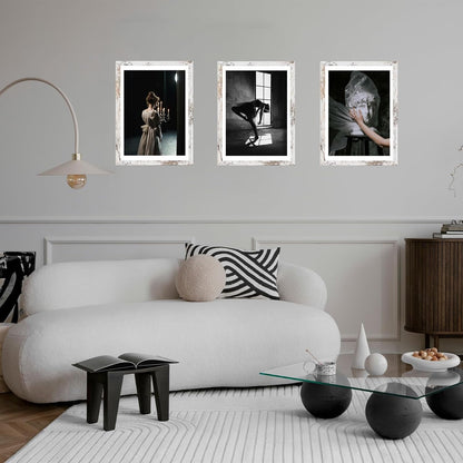 12X16 Frame Rustic White with 10X14 Mat, for 30 X 40Cm Diamond Art Painting, Display Photo 10 X 14 with Mat or 12 X 16 without Mat, Wood 12 by 16 Picture Frame for Wall Hanging, Rustic White, 1 Pack7