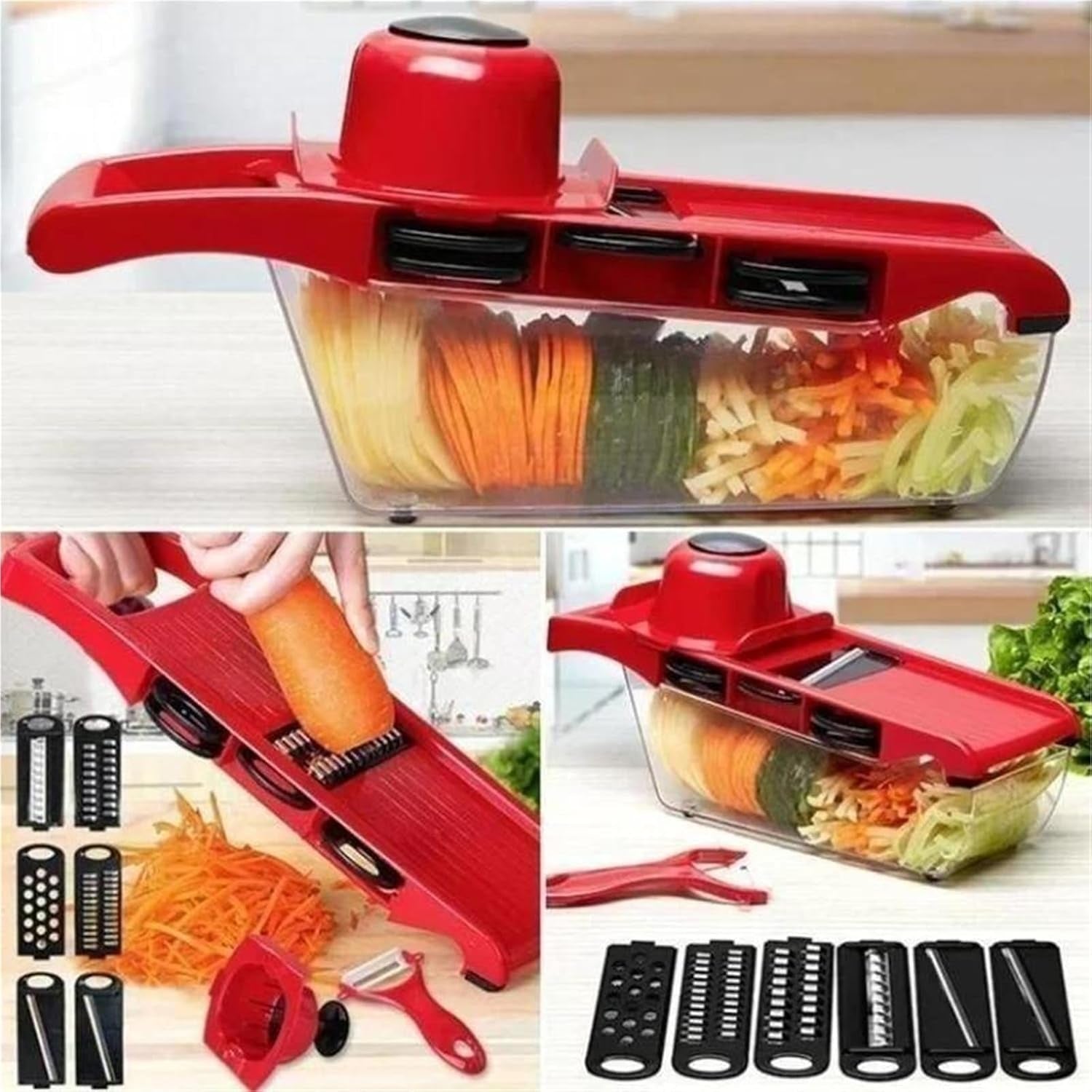 6-in-1-vegetable-slicer-and-cutter-with-steel-blade-potato-peeler-carrot-grater-dicer-kitchen-tool-set-red