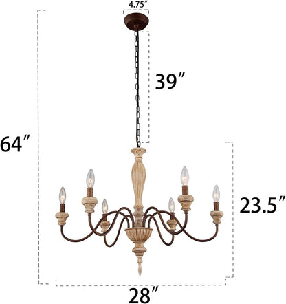 6 Light 28In Farmhouse French Country Chandelier for Dining Room3