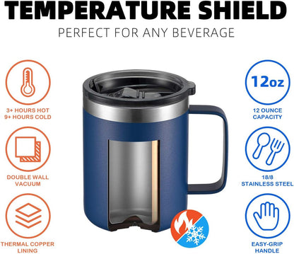 12 Oz Insulated Travel Coffee Mug with Handle, Navy4