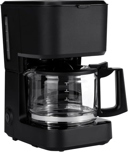 5 Cup Drip Coffee Maker with Glass Coffee Pot (0.8 Qt), Auto Shut-Off, Auto Pause, Removable Filter Basket, Matte Black1