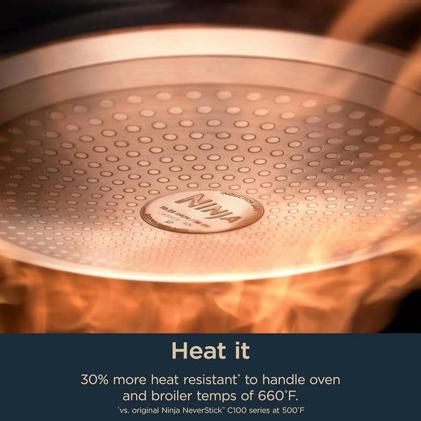 Ninja® Ceramic Pro 10.25" Fry Pan, Pfas-Free, Midnight Blue, CW30026MM | Titanium-Infused Ceramic, 10-Year Nonstick Guarantee. No Lead, Cadmium. All Stovetops & Induction Compatible. Broil to 550°F.6