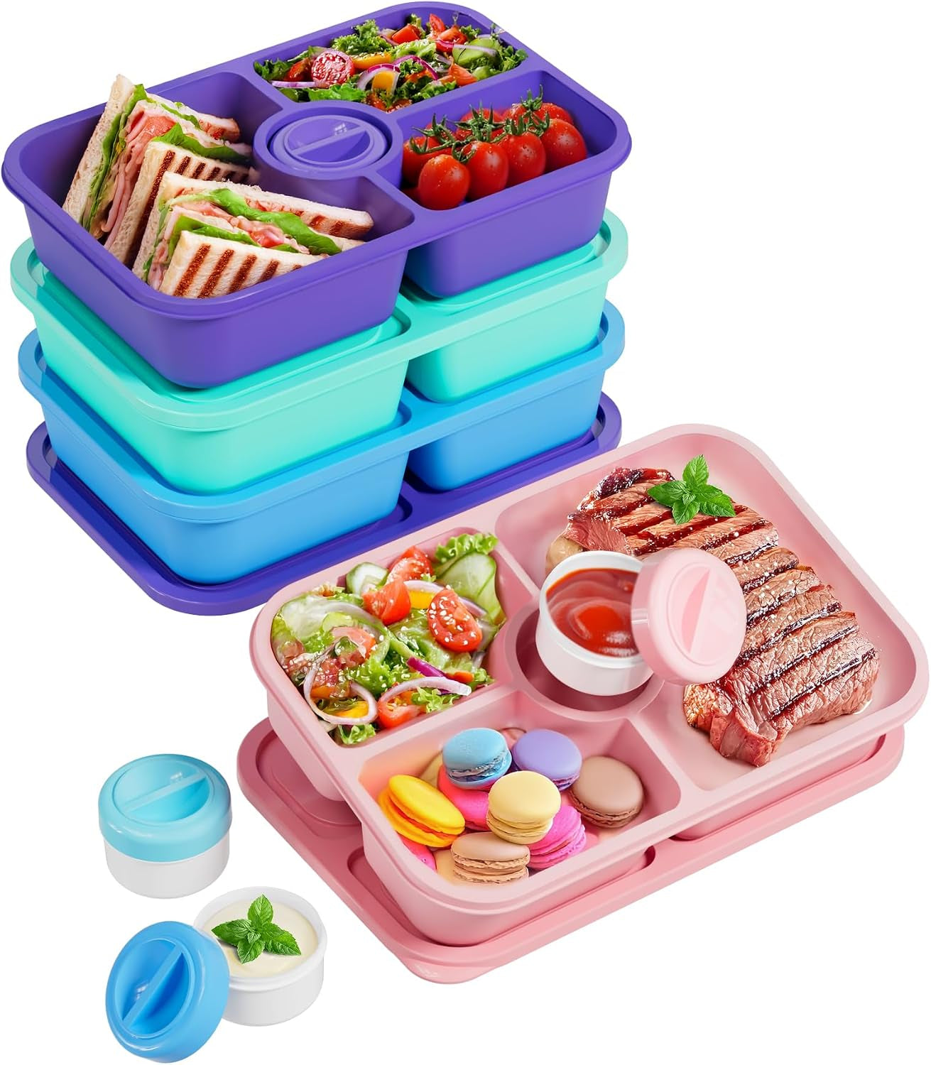 4-pcs-bento-snack-box-containers-4-compartment-divided-stackable-food-storage-containers-with-lids-meal-prep-lunch-container-with-sauce-cups