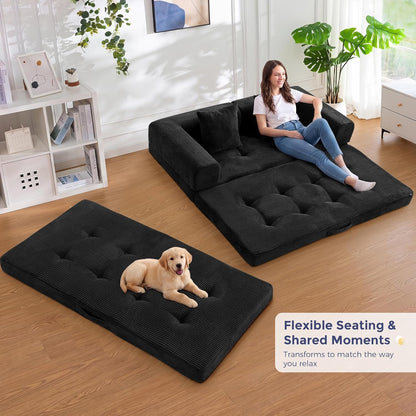 Convertible Sofa Bed, Floor Sofa Couch with L-Shaped Backrest4