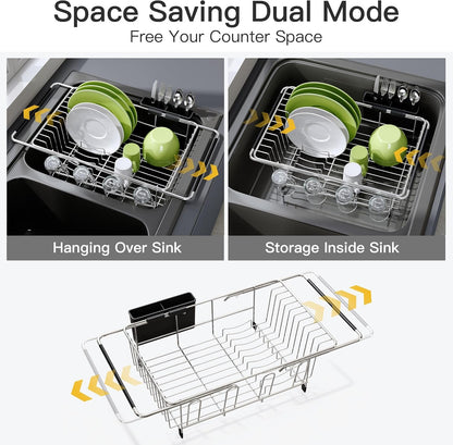 Dish Drying Rack in Sink, Dish Drainer with Cup and Utensil Holder2