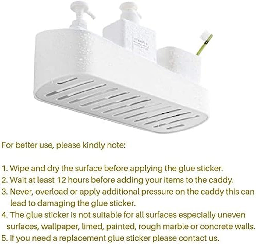 adhesive-shower-caddy-wall-mounted-bathroom-shelf-organizer-storage-rack-no-drilling-shower-shelf-bath-essentials-shampoo-spice-holder-2-clear-adhesives-for-shower-room-bathroom-kitchen-white