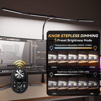 Adjustable LED Desk Lamp with Clamp & Remote, Wide 4-Head2